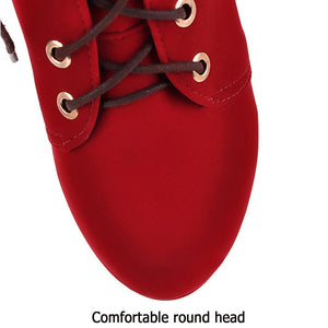 Ankle Boots Round Head With Stiletto Waterproof Platform