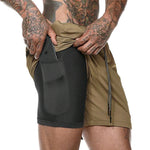 New Men's Double-Deck Mens Fitness Breathable Shorts.