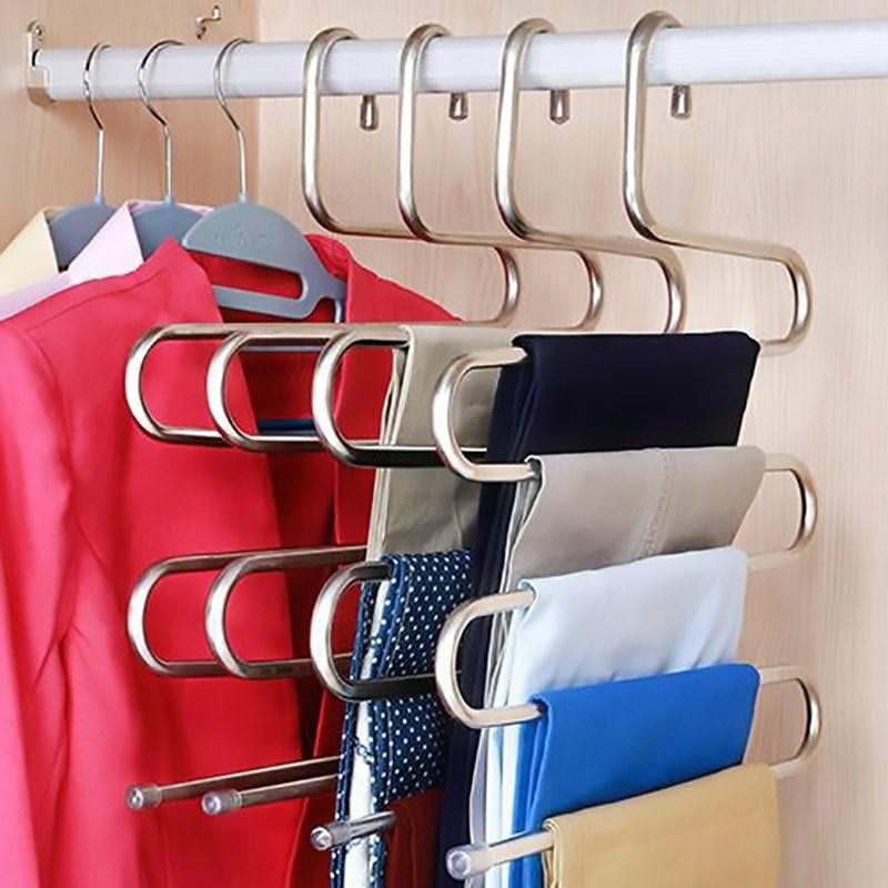 Multi-functional S-type stainless steel multi-layer trouser hanger