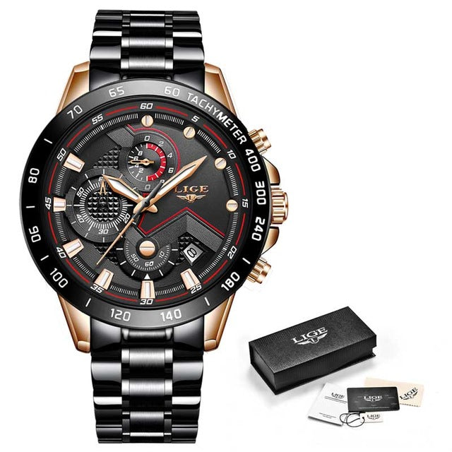 LIGE 2020 New Fashion Chronograph Quartz Men's Watch