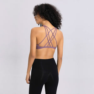 Sexy Cross Straps Gym Sports Top Padded Push Up Yoga Crop Top