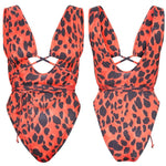 One Piece Serpentine Leopard Printed Monokini Bandage Bathing Suit